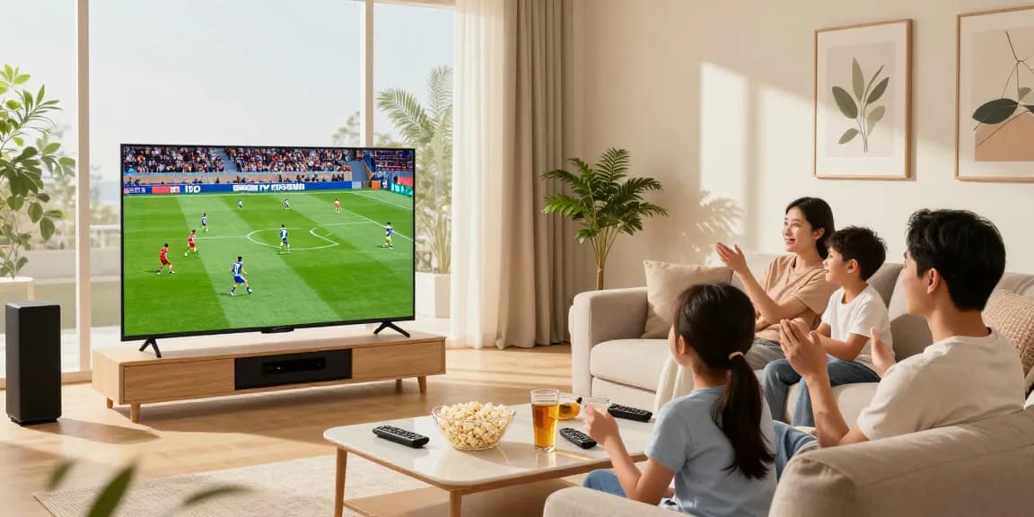 Profitez d'une expérience de visionnage de haute qualité avec Iron tv pro en streaming HD dans un salon moderne.